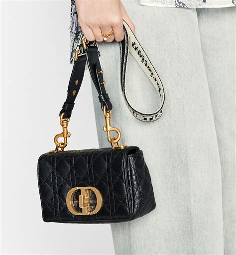 Micro Dior Caro Bag Black Supple Cannage Calfskin